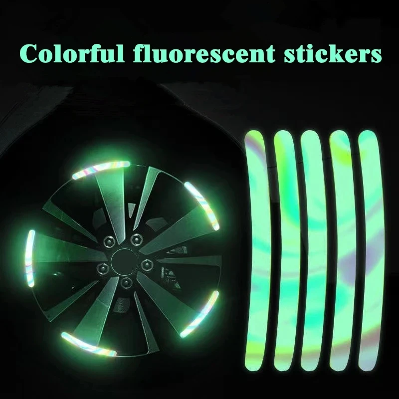 40pcs Luminous Car Wheel Hub Stickers High Reflective Stripe Tape for Car Motorcycle Bicycle Night Driving Safety Sticke Cover