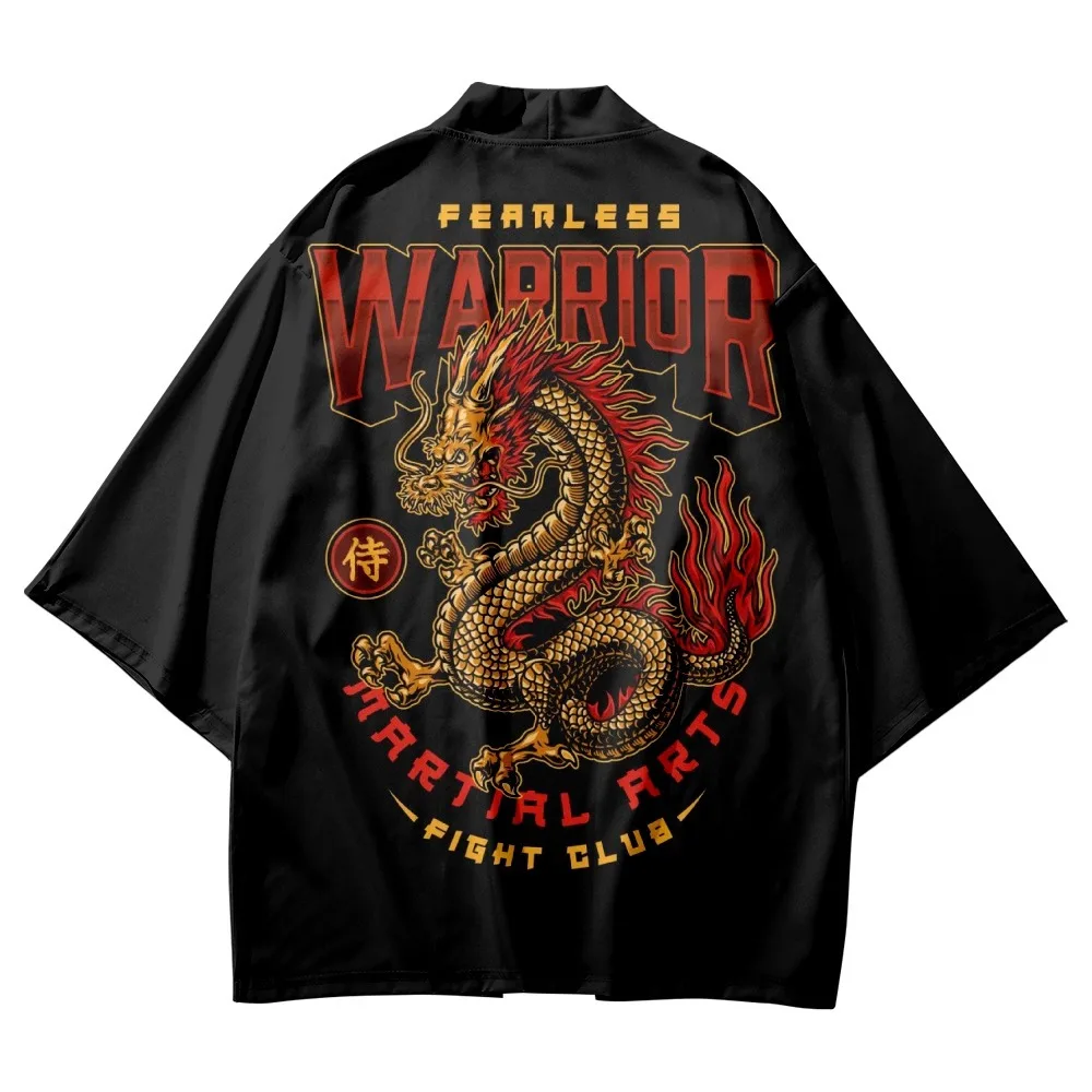 

Chinese Dragon Print Haori Japanese Style Harajuku Cardigan Shirts Women Men Traditional Kimono Cosplay Yukata Asian Clothing