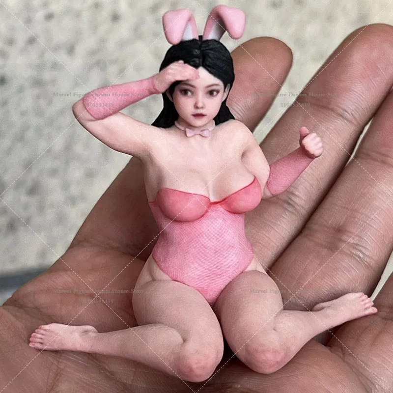 

1/18 1/16 1/12 Scale GK Painting Realistic Resin Sculpture Miniature Sexy Fat Rabbit Beautiful Girl Figure Scene Prop Ornament