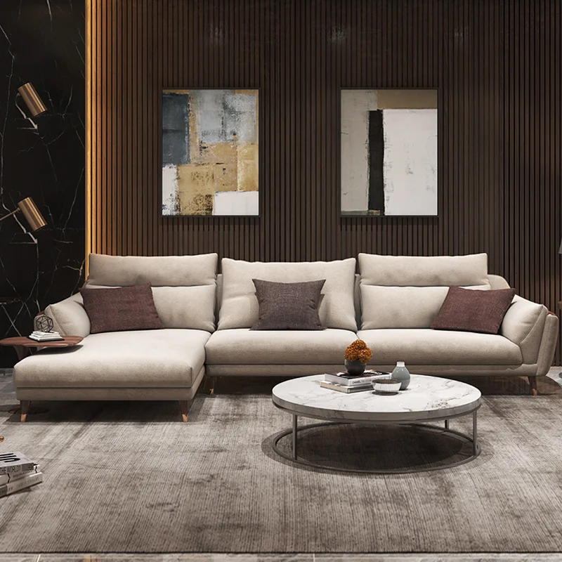 

Italian Light Luxury Fabric Sofa Living Room Combination Nordic Minimalist Technology Fabric Sofa
