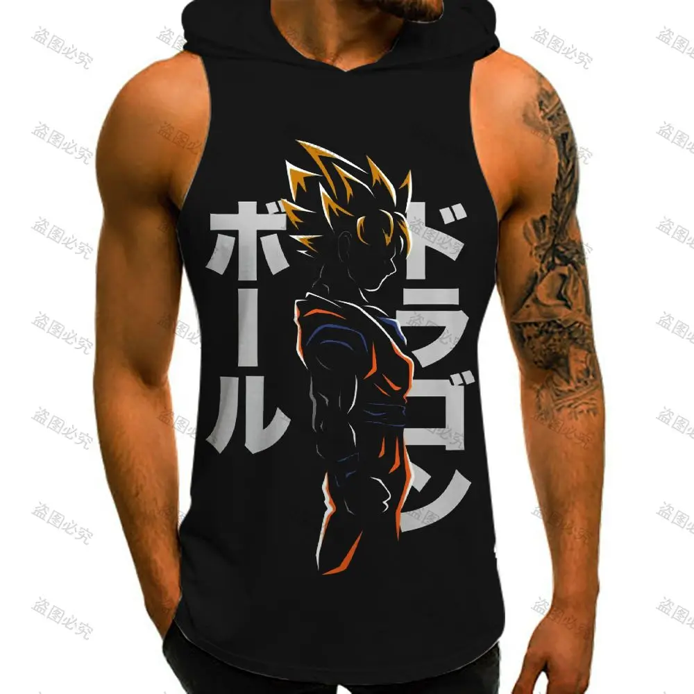เสื้อกั๊กมีฮู้ดผู้ชายเสื้อยืดขนาดใหญ่ Dragon Ball Z Y2k เสื้อผ้าคุณภาพสูง Gym เพาะกายแนวโน้มเสื้อผ้า Harajuku สไตล์