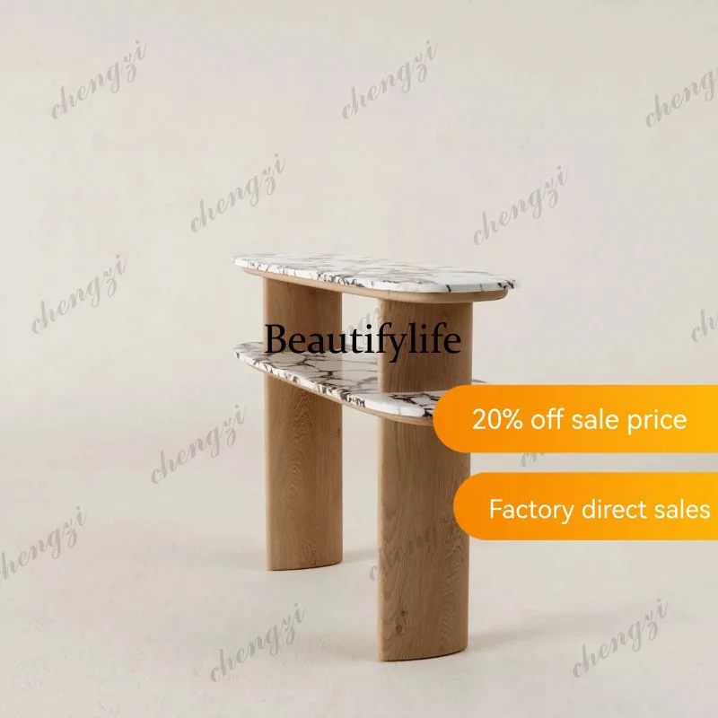 JJ132 Italian minimalist solid wood marble entrance table purple luxury stone entrance table living room rack