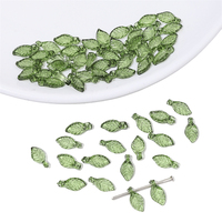 10/50Pcs Green Acrylic Leaf Charms Beads Pendants DIY Jewelry Making Supplies for Necklaces Bracelets Earrings Handmade Crafts