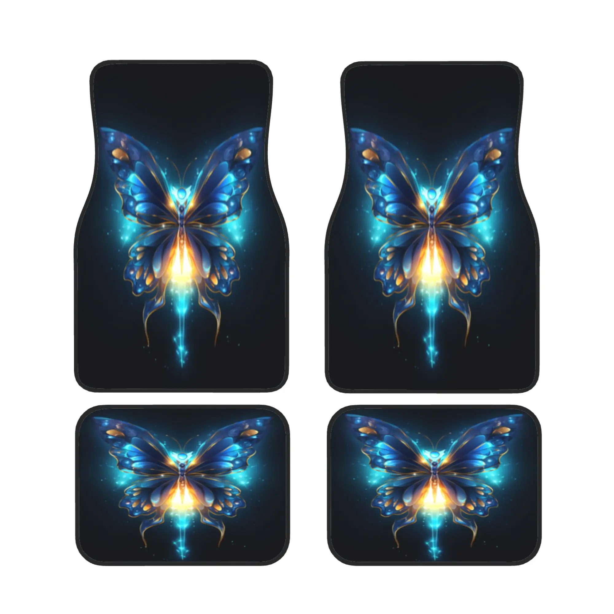 

4pcs Colorful Butterfly Design Fashion Car Interior Floor Mats, Durable And Easy To Clean, Suitable For Sedan SUV RV Most Models