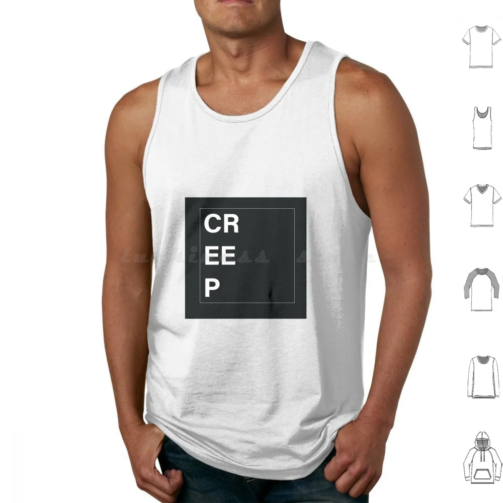 Creep Minimalist Square Tank Tops Vest Sleeveless Creep Minimalist Minimal Black And White Minimalism Simple