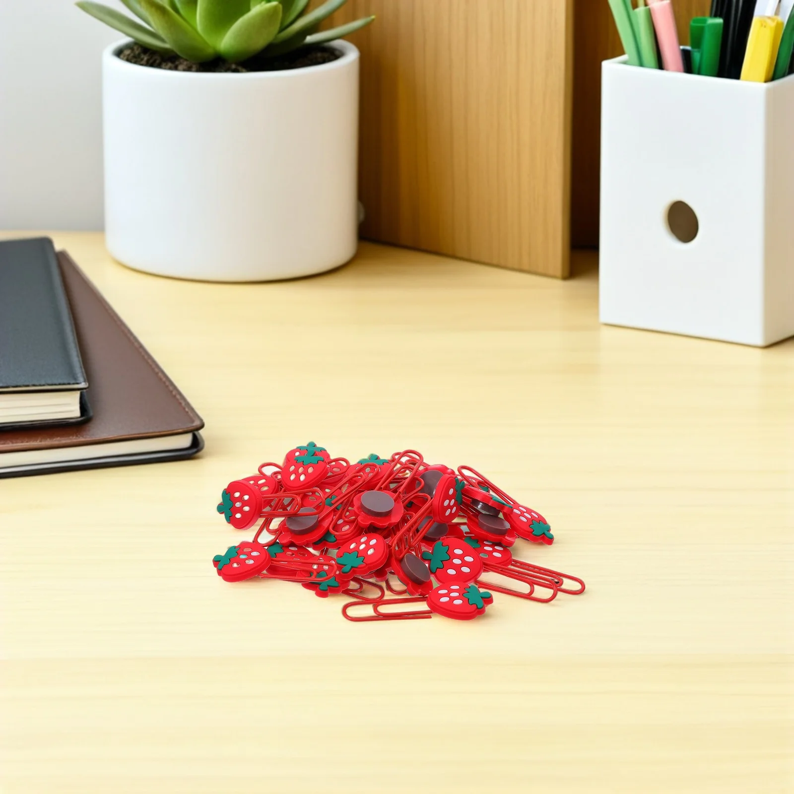 30Pcs Cute Strawberry Paper Clips Colorful Cartoon Paperclips Decorative Note Clip Creative Bookmarks for Students Office