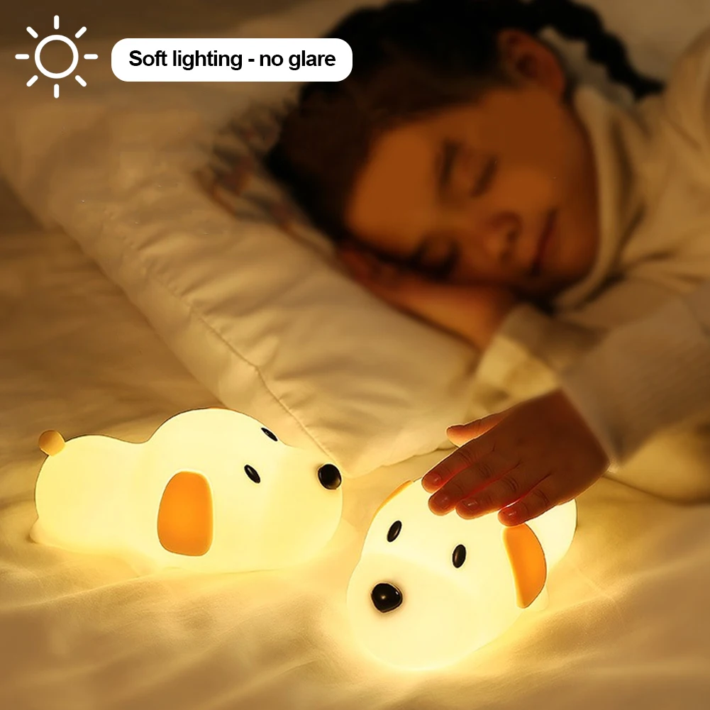 Silicone LED Papa Puppy Night Light Animal Lamp Touch Sensor Dog Night Lamp Children Kid Bedside Bedroom Decor Birthday Gifts image 2