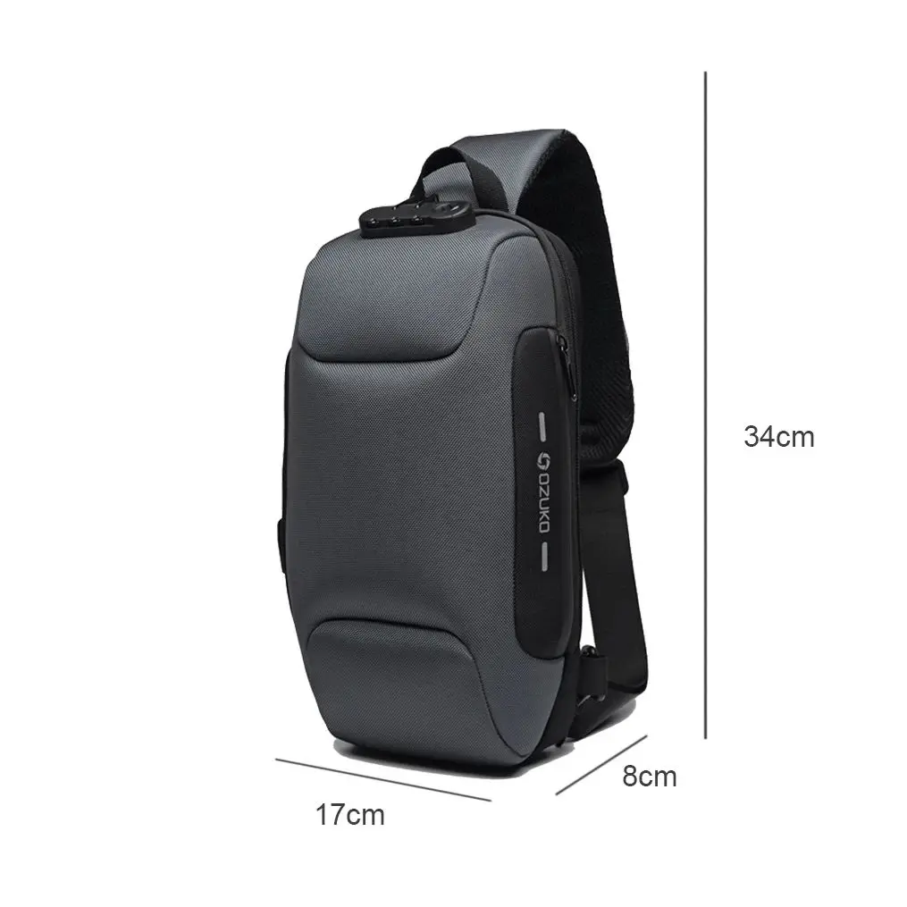 Bolso cruzado con carga USB para hombre, bolsa de pecho antirrobo, bolsos de hombro, Mensajero de viaje impermeable, venta al por mayor