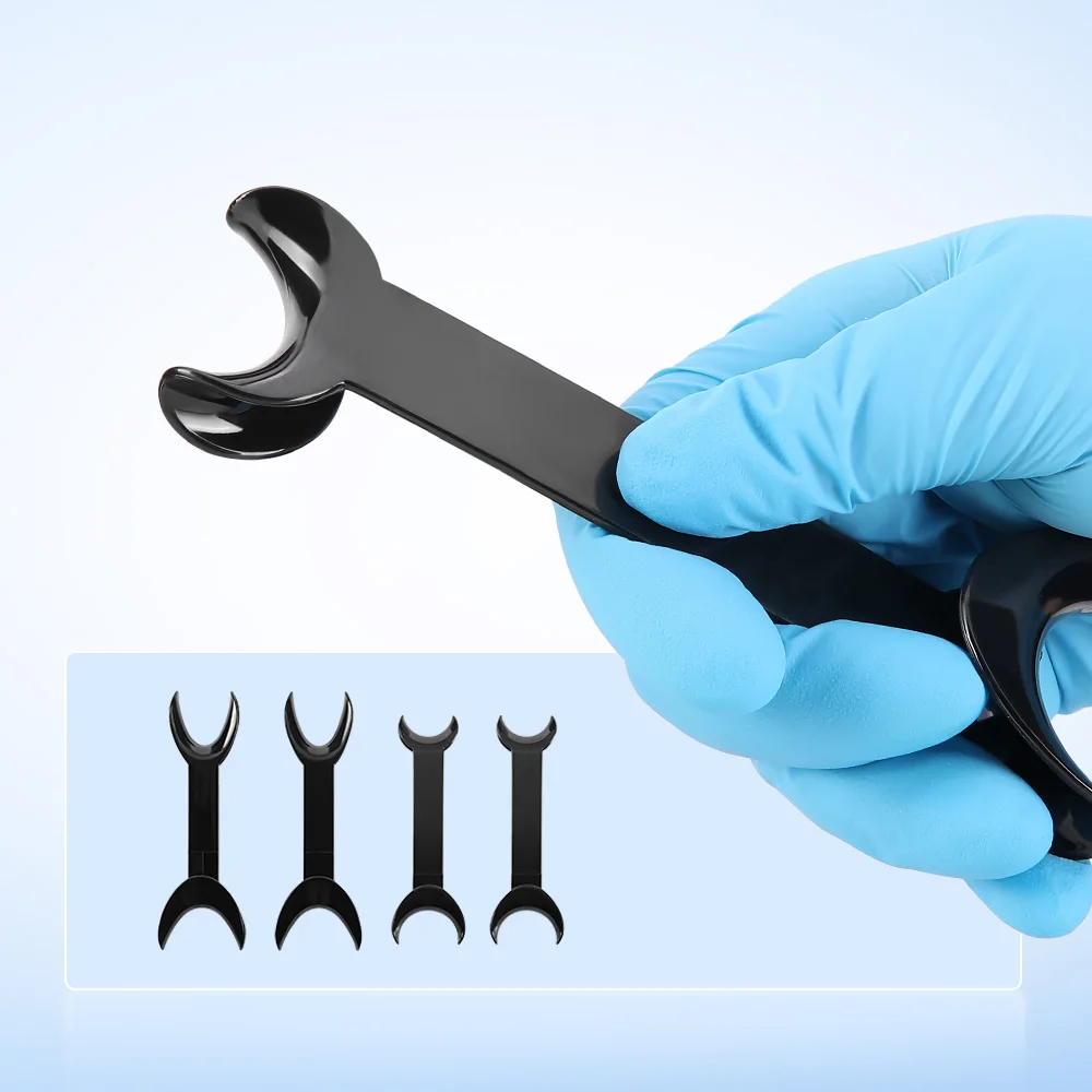 AZDENT 4pcs Black/Transparent T-Shape Mouth Double Head Retractor Mouth Opener Orthodontic Teeth Mouth Opener Dentist Tool