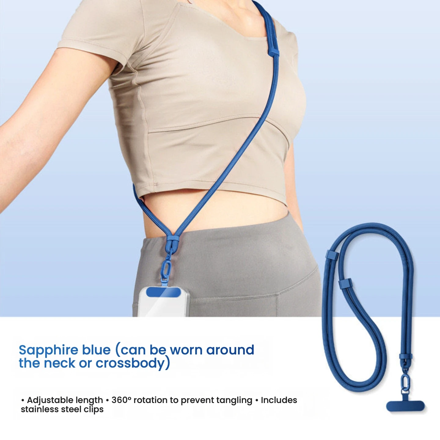 Premium 2-in-1 Outdoor-Handy-Lanyard: Verstellbarer Umhänge-/Halsgurt mit sicherem Metallanker – Anti-Verlust-Schulter-/Halskette – Detail 13