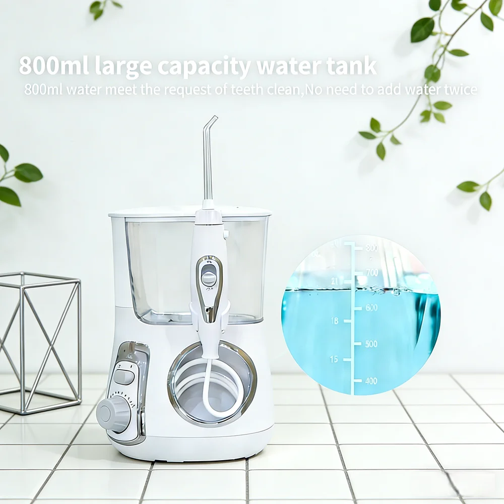 

800ML Electric Water Dental Irrigator 10 Modes 5 Nozzles Countertop Teeth Cleaner for Home Dental Care & Cavity Protection
