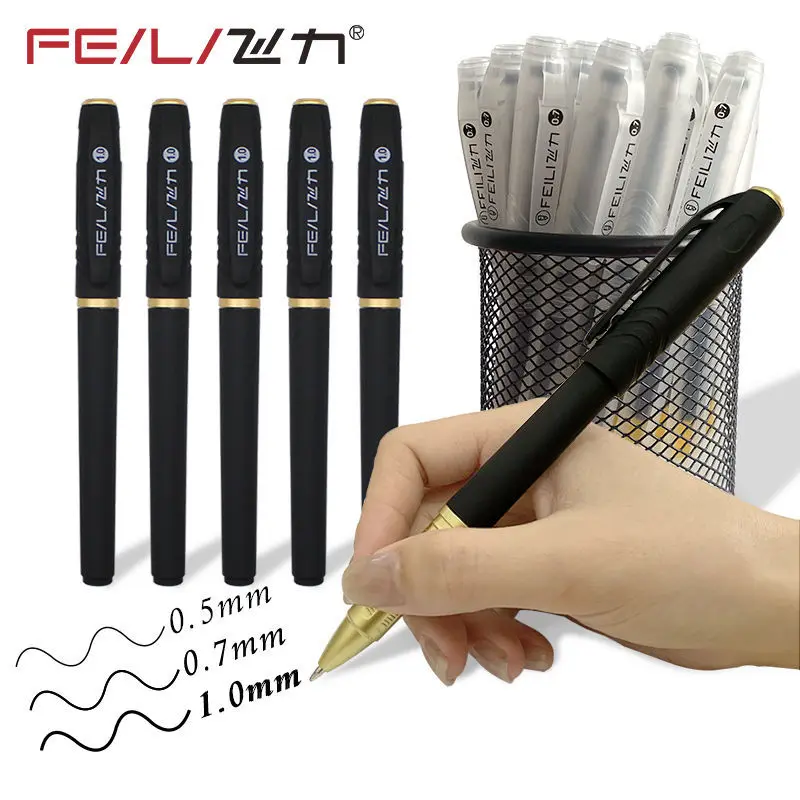 Pena Gel Beku Besar 0.5Mm/0.7Mm/1.0Mm untuk Pena Tinta Sekolah Pena Netral Bisnis Hitam Alat Tulis Kantor