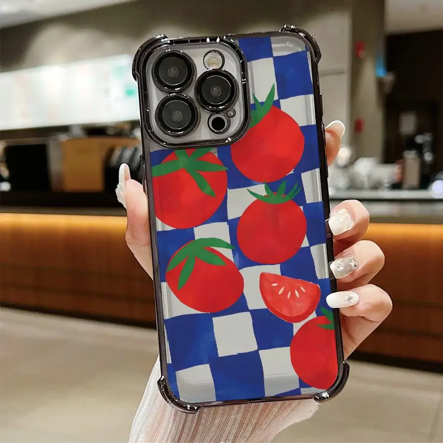 Case for Apple iPhone 15Pro Max 16 16Plus XS MAX 12 15 14 Pro XR 13 11 11Pro Clear Cover Cartoon Tomatoes view 6