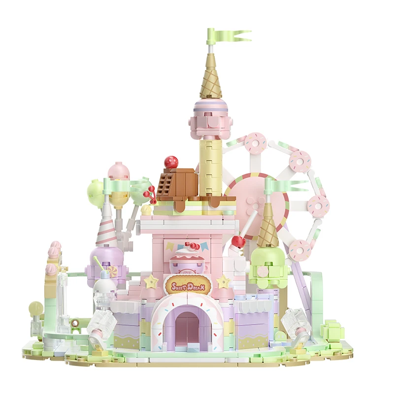 

Lighted Girls Toys Princess Castle Music Building Bricks Fairytale Rotating Ferris wheel Light Kids Roleplay Model Kits Gifts