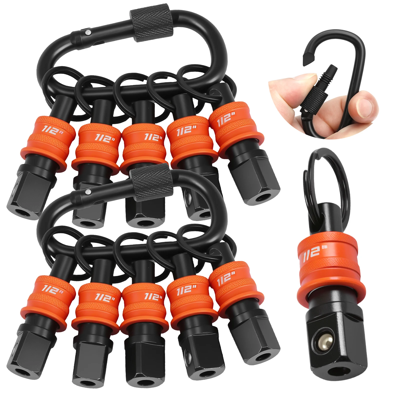 

Держатель для бит с креплением на ключи и карабином, шестигранный хвостовик 1/2 дюйма, быстросъемный удлинитель, адаптер для винтов, малый инструмент