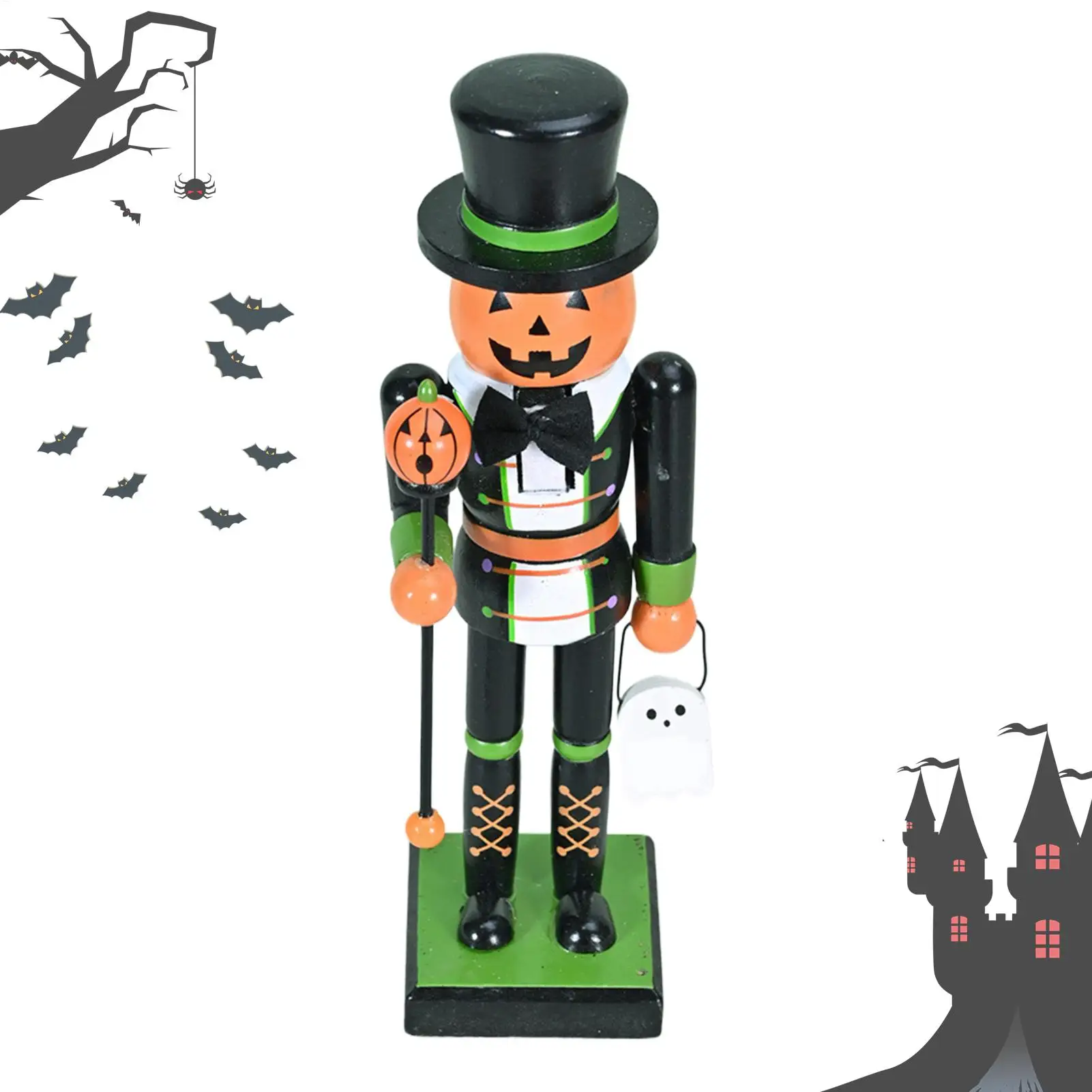 Skeleton Halloween Nutcracker Witch Pumpkin Statue Wooden Nutcracker Halloween Figurine Goody Bag Fillers For Home Display