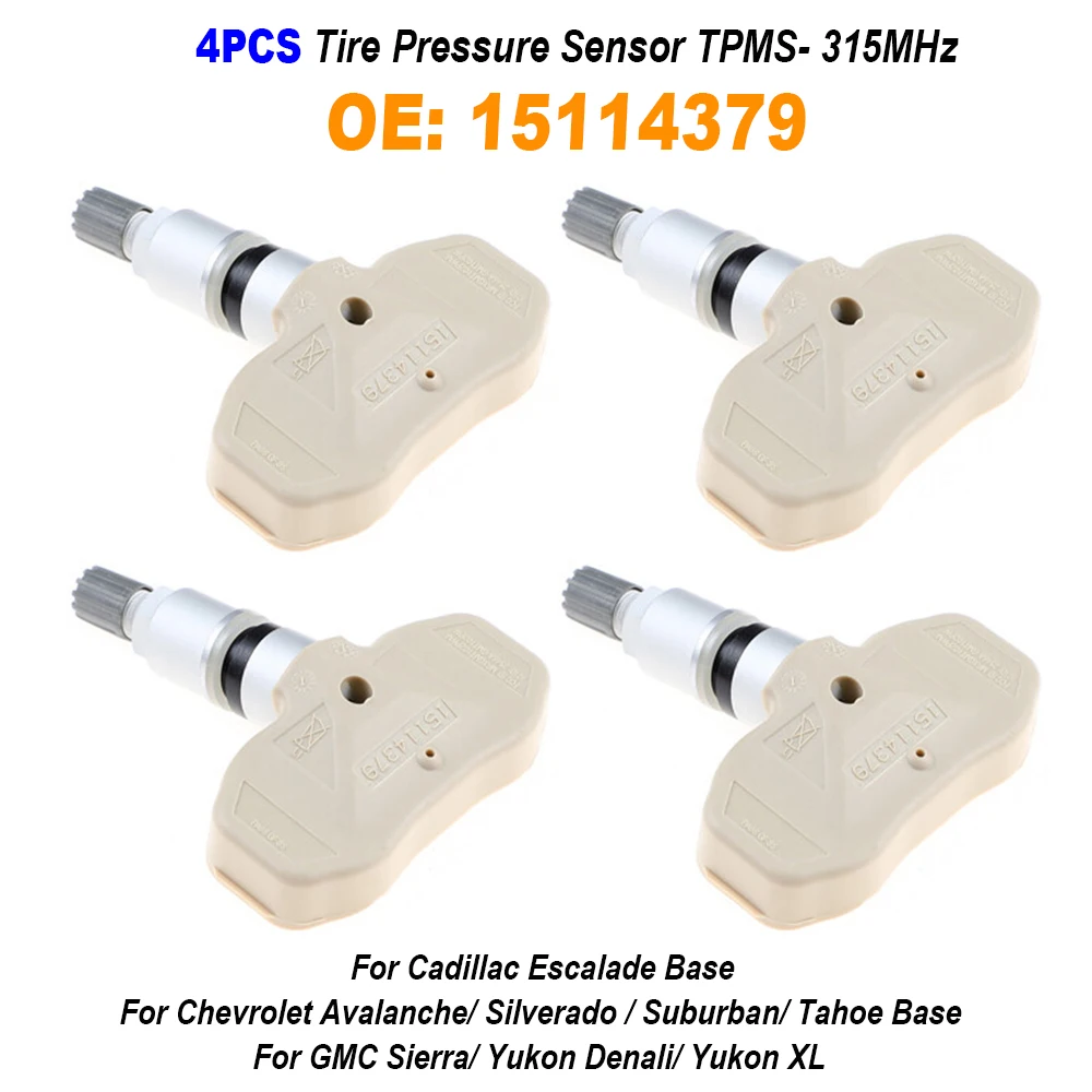 

4PCS 15114379 Tire Pressure Sensor TPMS 315MHz For Chevrolet Silverado Suburban Tahoe For GMC Sierra Yukon