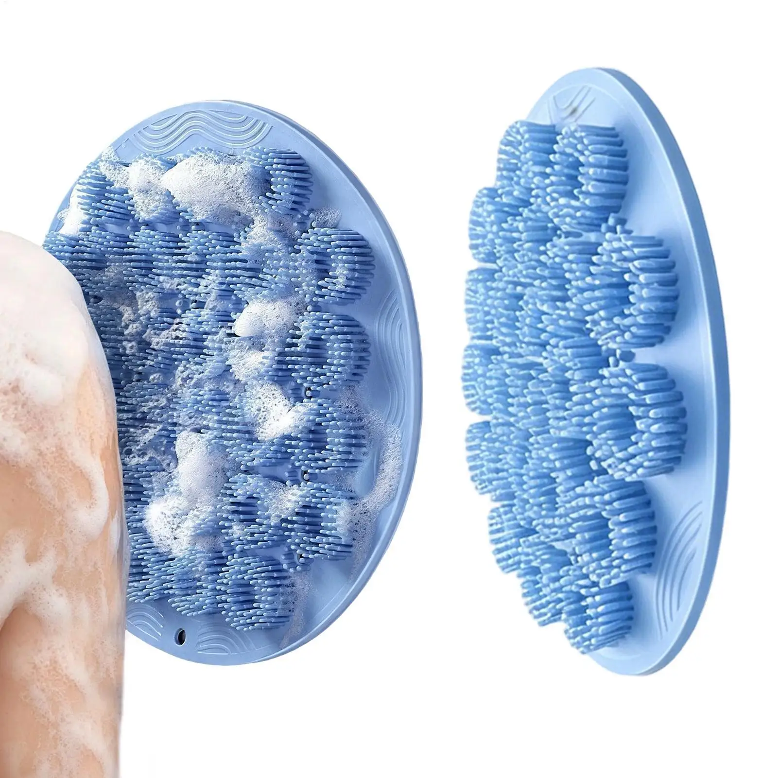 Silicone Massage Shower Mat Non-slip Wash Foot Pad Foot Exfoliating Bathroom Rub Back Brush with Sucker Bath Massage Brush Pad