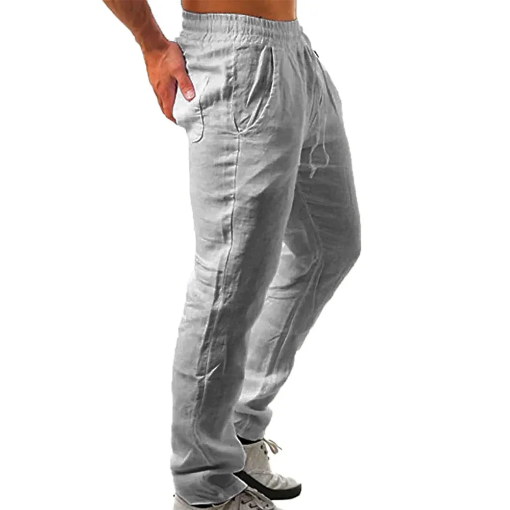 2024 printemps/été nouveau hommes coton lin pantalon été mode décontracté solide document adt grande taille M-4XL