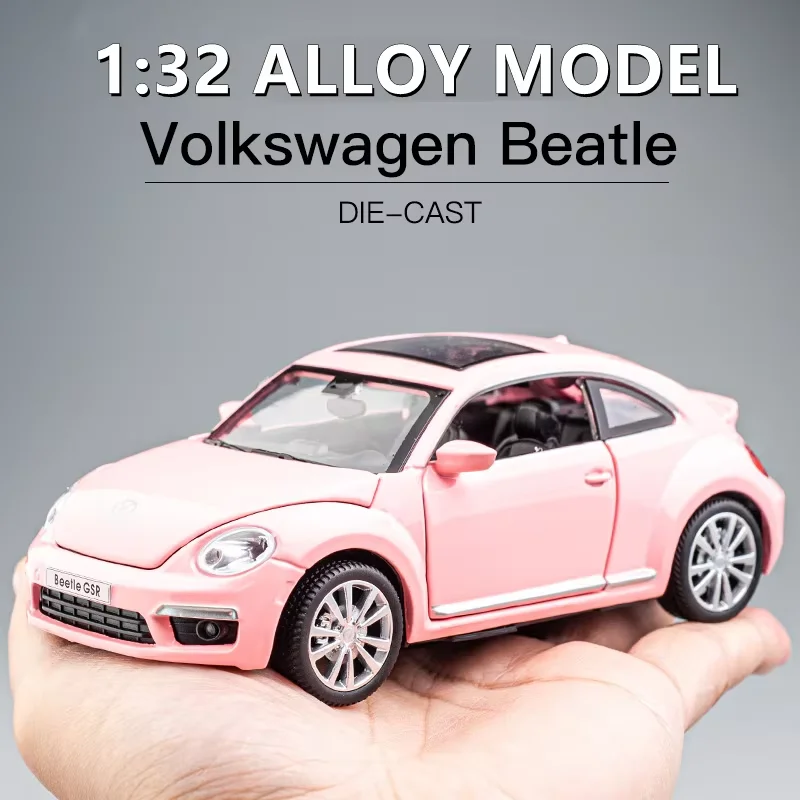 1:32 Volkswagen Beetle GSR Car Model Pull Back Acousto-optic Alloy Discast Street Metal Toys Car goods Model for Children boys