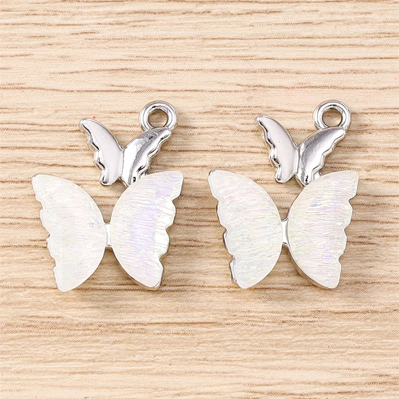 5 Stück 16 x 20 mm niedliche bunte Kristall-Anhänger mit fliegenden Schmetterlingen für die Schmuckherstellung, Ohrringe, Halsketten, DIY-Bastelzubehör – Detail 11