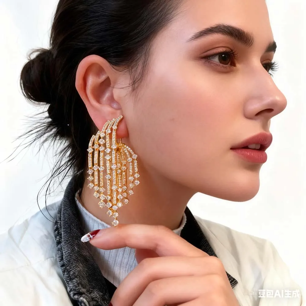 

Missvikki Romantic Charm Earrings Shiny Cubic Zircon Gorgeous Earrings For Women Bridal Wedding Party Accessories High Quality