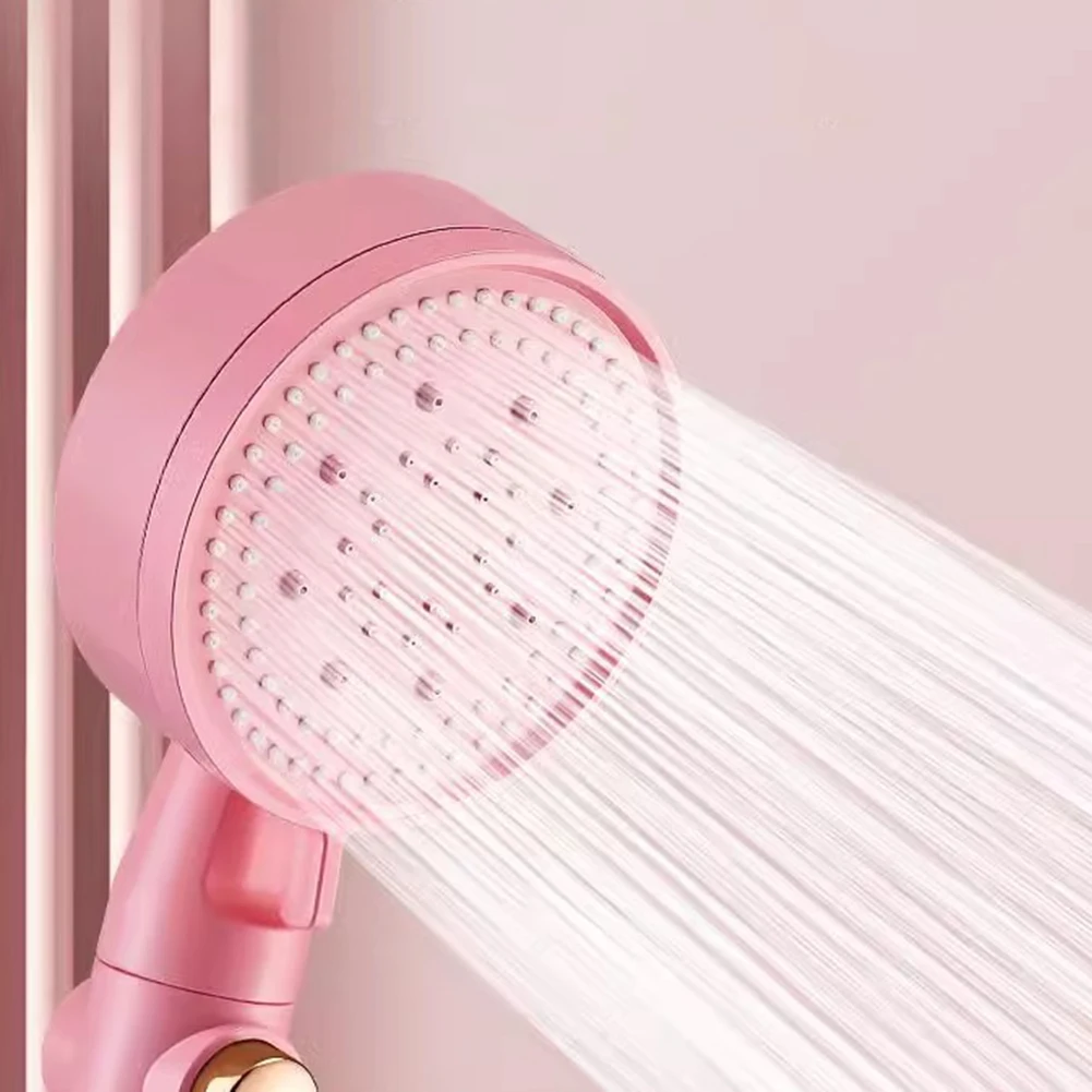 Pink Shower Head High Pressure Chrome 5 Mode Massage Power Jet Home Improvement Plumbing Fixtures ABS 24*9cm Shower Head