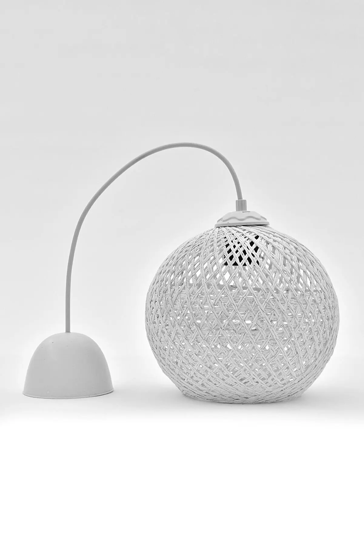 Lustre suspendu en boule blanche, lustre rustique en Jute, lampe de décoration pour la salle à manger, le salon et la chambre à coucher