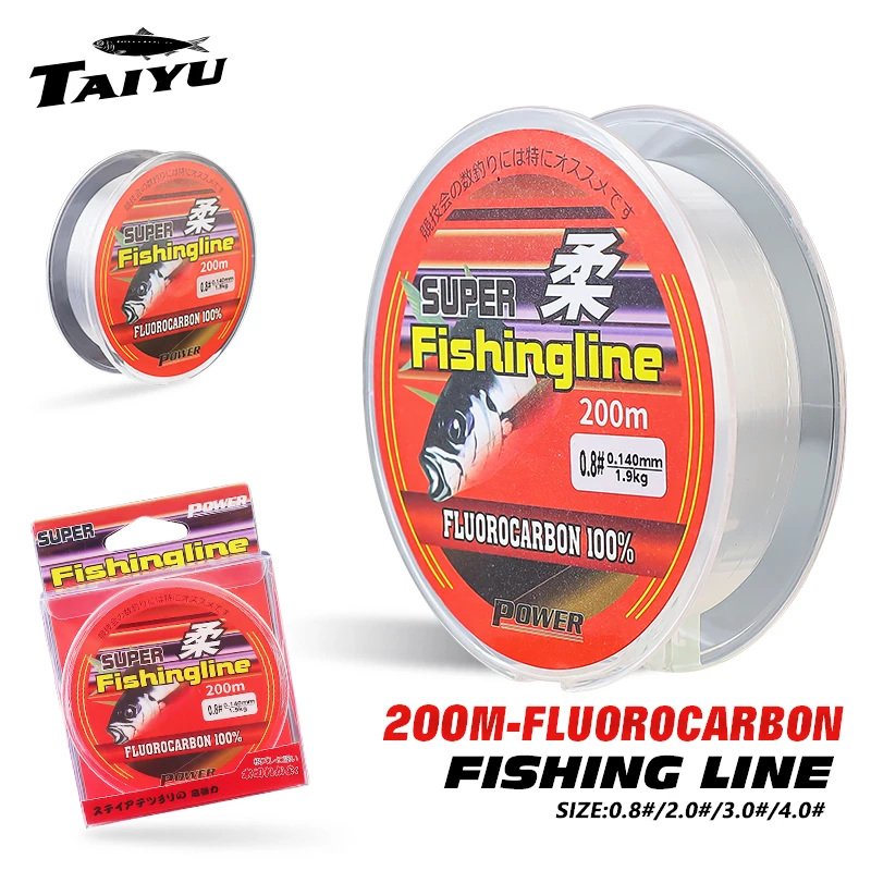 TAIYU 200m Fishing Line High Quality Fluorocarbon Coating Nylon Line Japanese Durable Monofilament 4-20LB Fishing Line Tackle