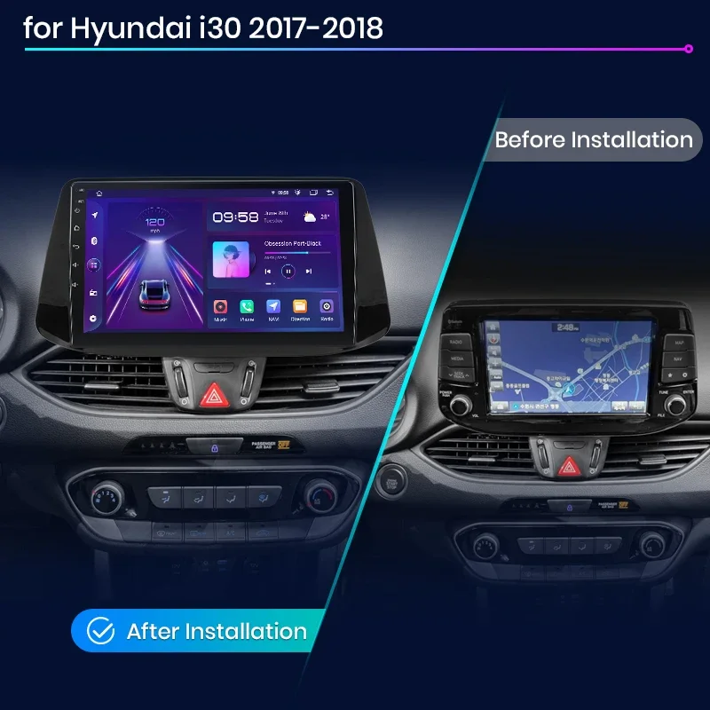 راديو السيارة اللاسلكي CarPlay أندرويد من Junsun لسيارة Hyundai i30 2017-2018 الأنظمة الذكية DSP SWC RDS GPS FM BT