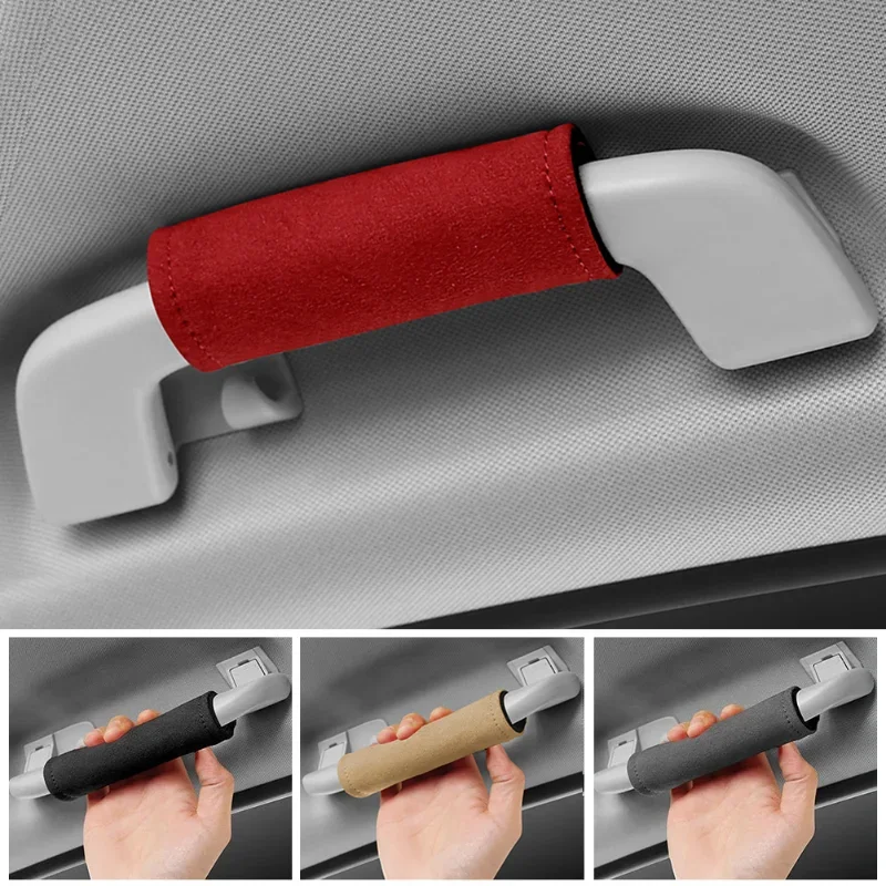 Car Roof Armrest Protective Covers Multi-use Door Handle Safety Belt Ceiling Handle Soft Suede Protection Covers