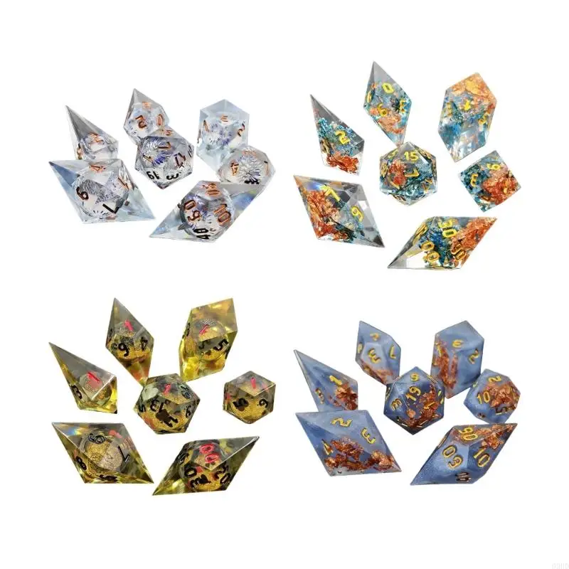 

7Pcs/set Polyhedral Resin Dices Multi-faced Various Digital Game Dices for Club Party Family Board Game Props 69HD