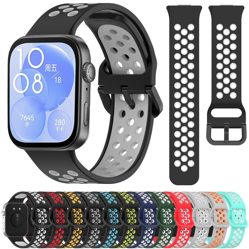 حزام سيليكون ناعم لساعة Huawei Watch Fit 4/3 سوار معصم رياضي قابل للتنفس Correa لملحقات Huawei Watch Fit 4 Pro