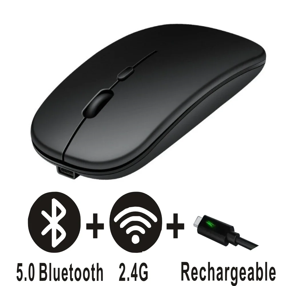 Rechargeable Bluetooth Mouse Wireless Dual Mode 5.2 Silent Computer gaming Ergonomic Mouse 2.4 USB for PC Laptops