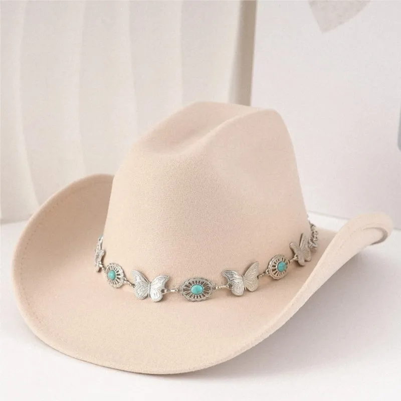 Ethnic-style hollowed-out accessory hat top felt
