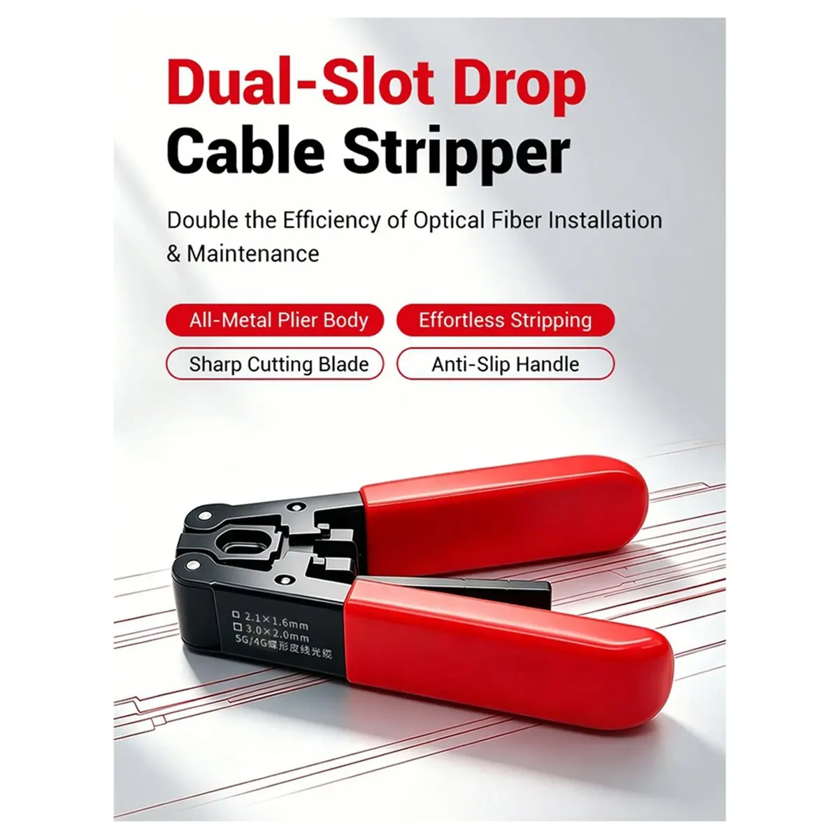2026 New Tool Optical Fiber Wire Stripper Multi-Functional 5G/4G Dual-Purpose Fiber Optic Cable Stripper Drop Cable Stripper