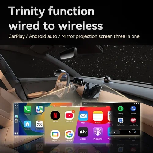 Imagen 2 del producto Adaptador Carplay 3 en 1 con enlace de espejo, cable a inalámbrico, para Airplay, Android, Auto MirrorLink, Bluetooth + Wifi, USB, Dongle, caja Ai para coche