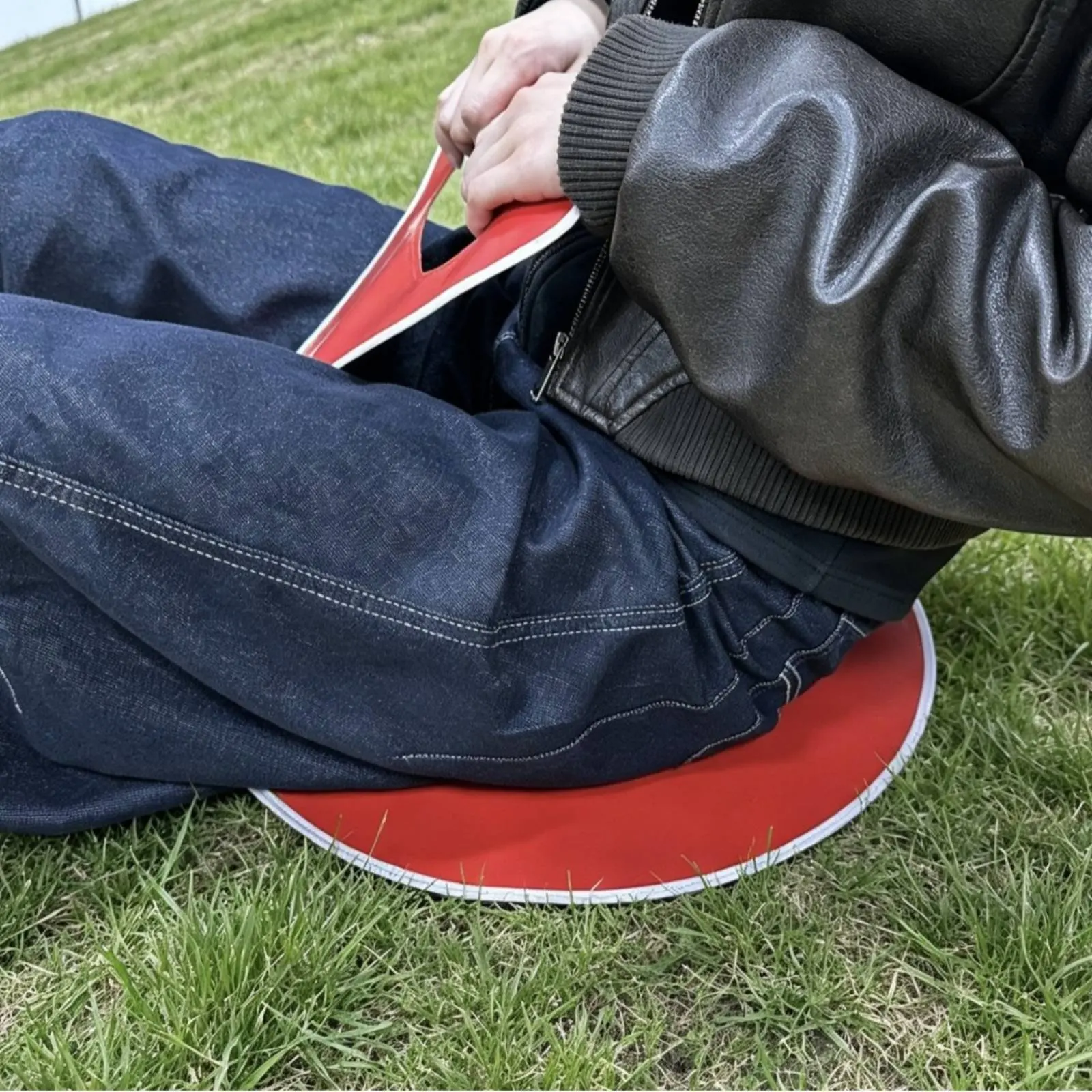 Foldable Winter Sled Long-Lasting Portable Sled with Handle PVC Winter Slider Wear-Resistant Winter Sports Gear Non-Skid Surface view 2