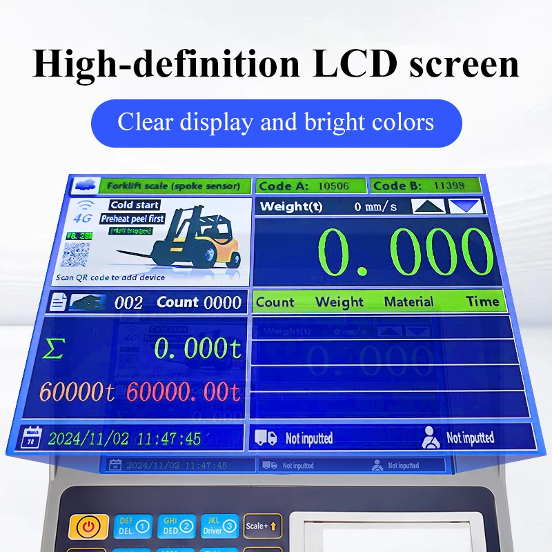 Industrial Fuel Forklift Weighing Scales LCD Display OEM Service ABS 6000kg Capacity For Loading/Unloading Container Cargo Ports