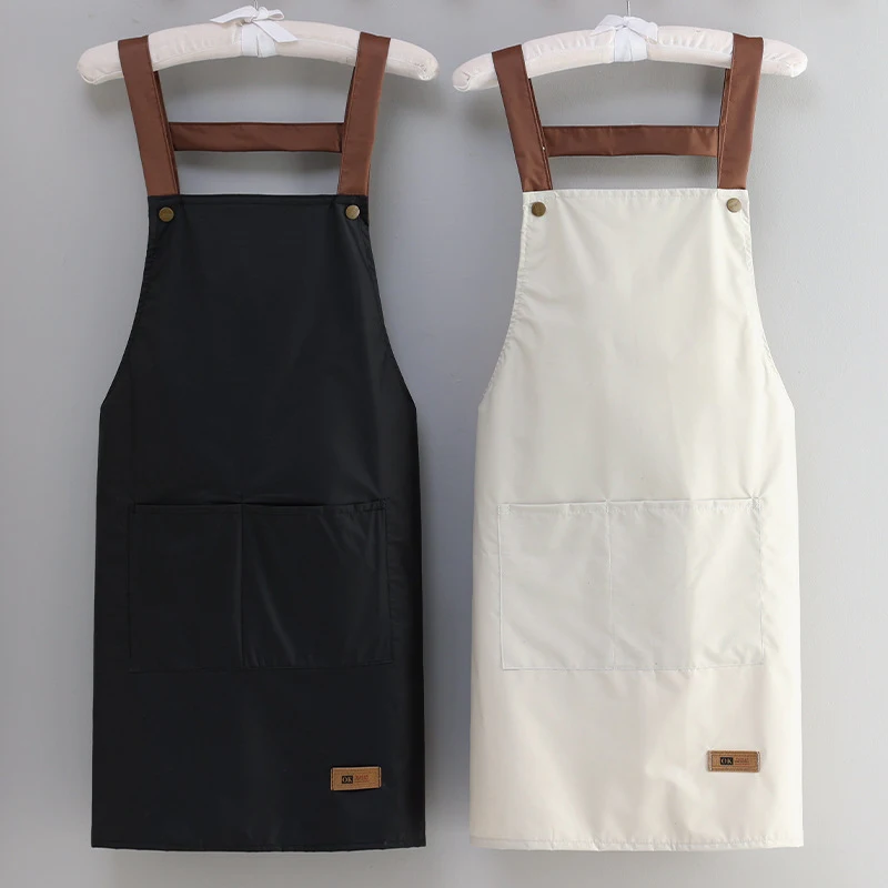 Fashionable Dark Green Waterproof Apron For Outdoor Barbecue And Home Kitchen Use -1PCS