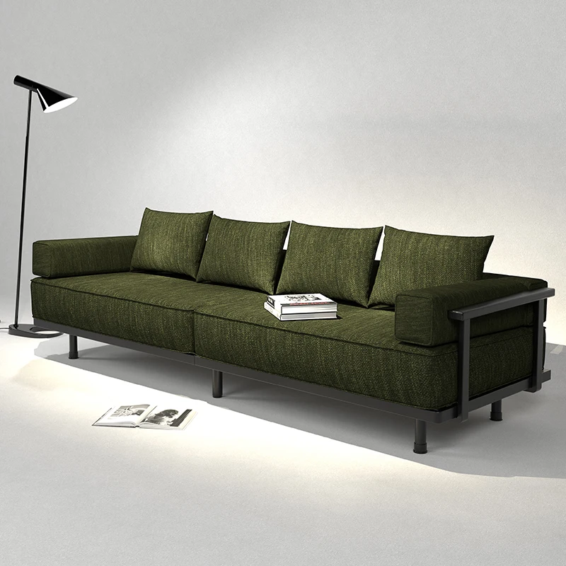 

Minimalist Carbon Steel Chenille Small Frame Fabric Living Room Lounge Lazy Sofa Sectionals Apartment Armchairs Home Furniture