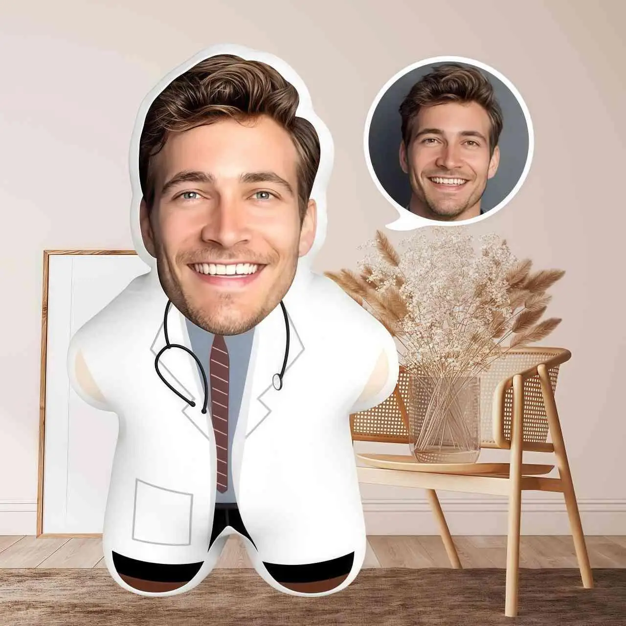 Cartoon doctor shaped funny pillow with casual style, machine washable, printed pattern, suitable for sofa decoration,