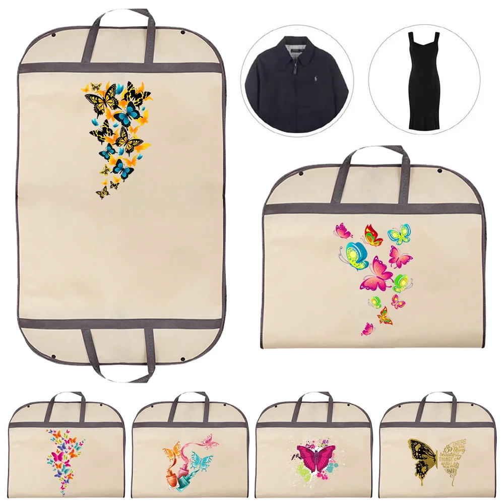 Clothing Organizers Wedding Wardrobe needments: Butterfly Print Series Garment Bags for Jacket Coat  Plastic Tote Cover