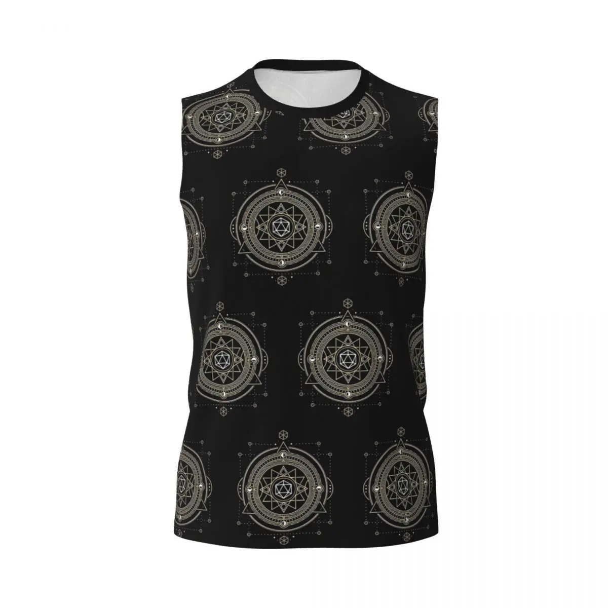 Polyhedral D20 Dice Sacred Symbol Of The Occulti Men Printed Sleeveless T-shirt Hip Hop Street Style Beach Holiday Tank Tops