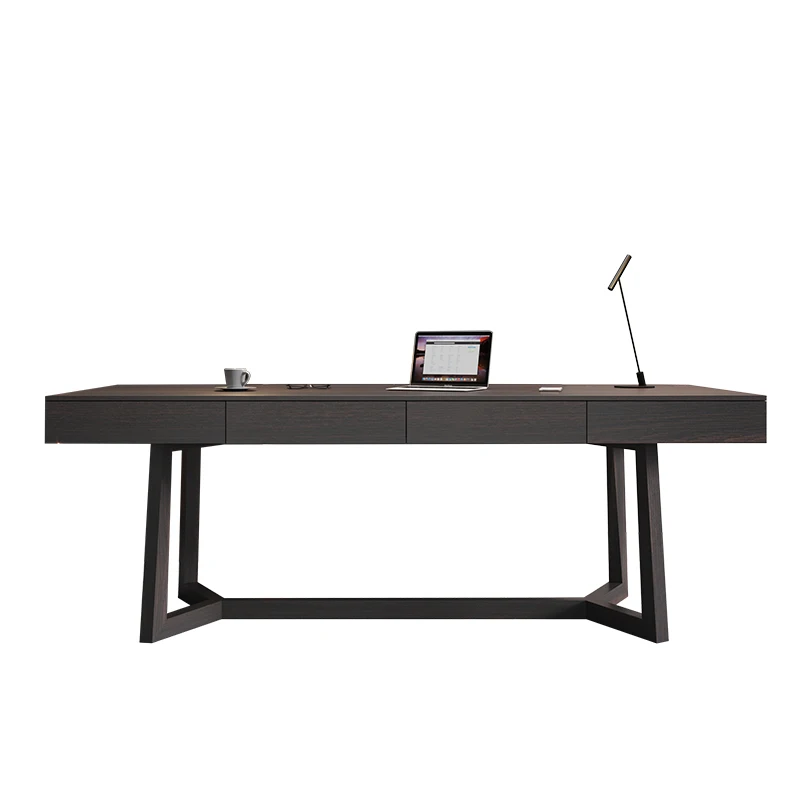 

Italian desk light luxury modern all solid wood large strip office advanced computer desk
