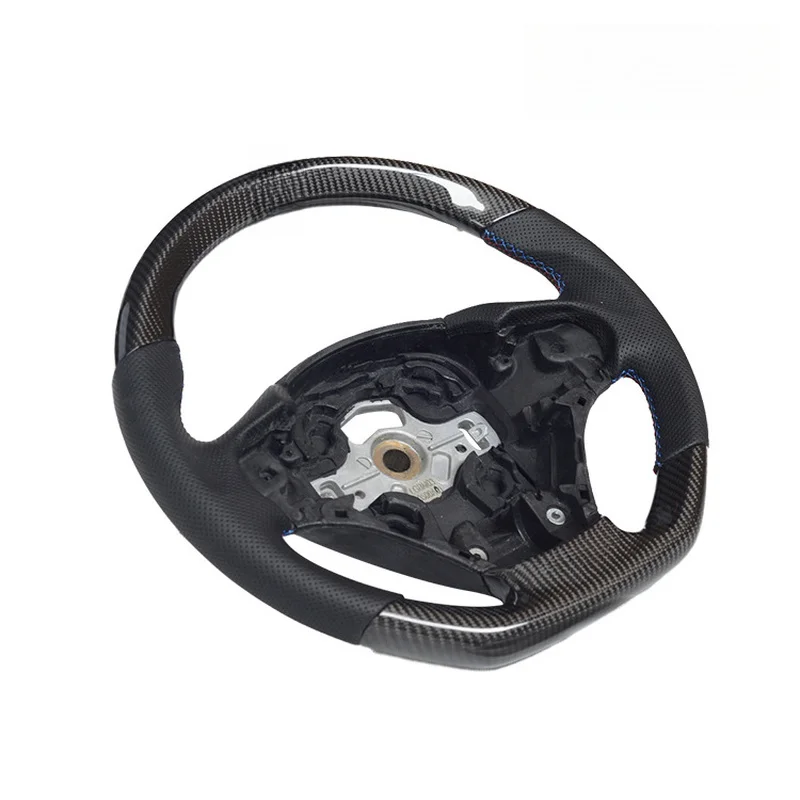 Suitable for BMW 3 Series F30, black three-color stitched sports-style carbon fiber steering wheel