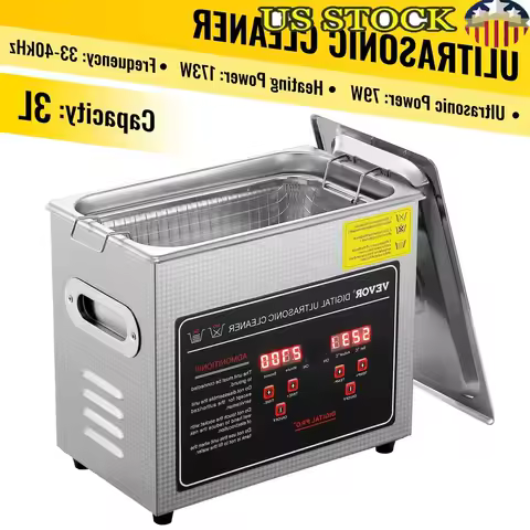 3L Ultrasonic Cleaning Machine Stainless Steel Jewelry Cleaner Digital Timer Heating Sonic Cleaner Watches Eyeglasses Tools