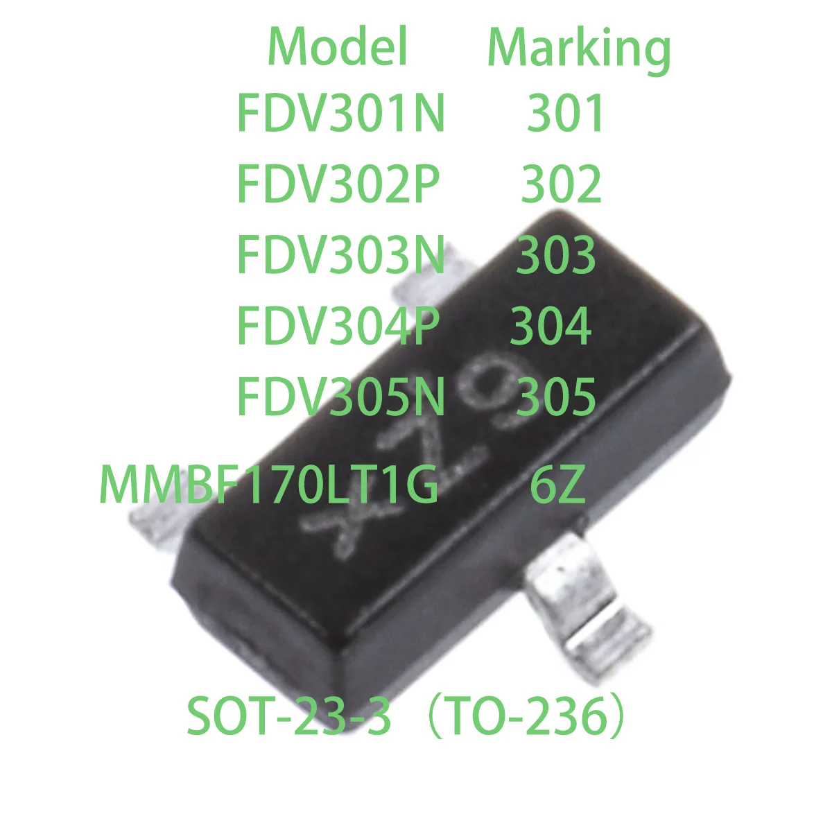 50PCS original MOSFET P-CH N-CH FDV301N 301 FDV302P 302 FDV303N 303 FDV304P 304 FDV305N 305 MMBF170LT1G 6Z SOT-23 FDV MMBF FDV30