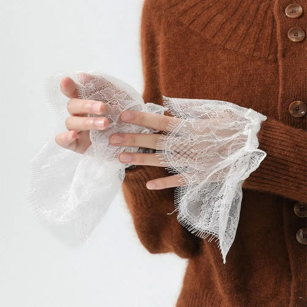 

Elegant Lace Detachable Sleeve Cuffs Floral Sweet Fake Sleeve Detachable Elegant Lace Cuffs Clothes Accessories