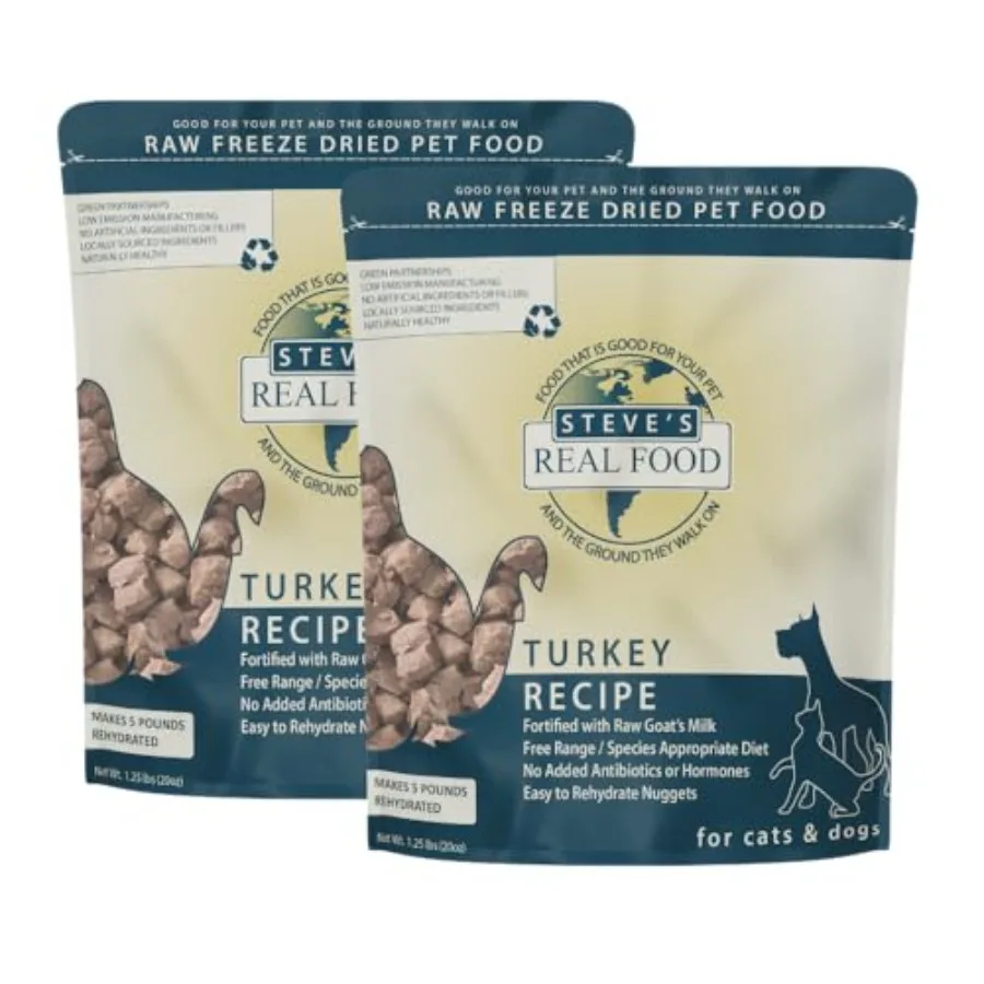 

Лиофилизированные сырые наггетсы, 2 упаковки — Рецепт индейки — Сырой корм для домашних животных для собак и кошек — 20 унций в каждой сумке